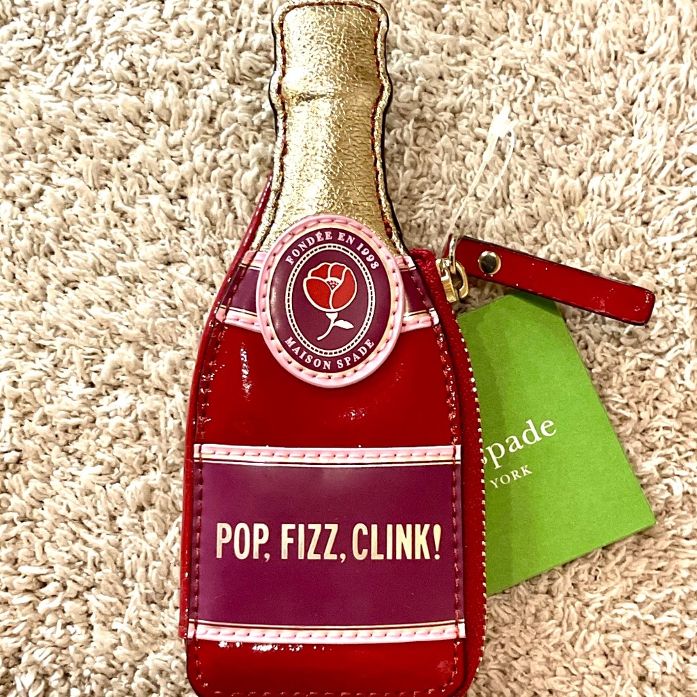 Kate Spade RARE Champagne Bottle Coin Purse Wallet NWT